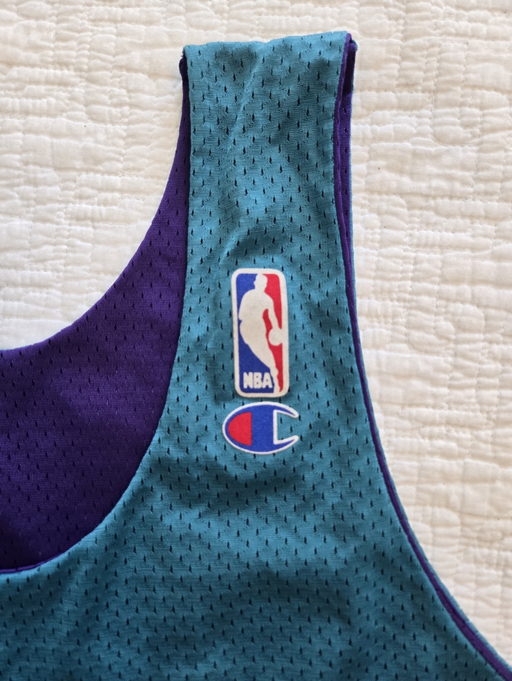 Vintage 90s Champion Charlotte Hornets Practice Jersey Men's Size M Made in USA - Picture 8 of 8